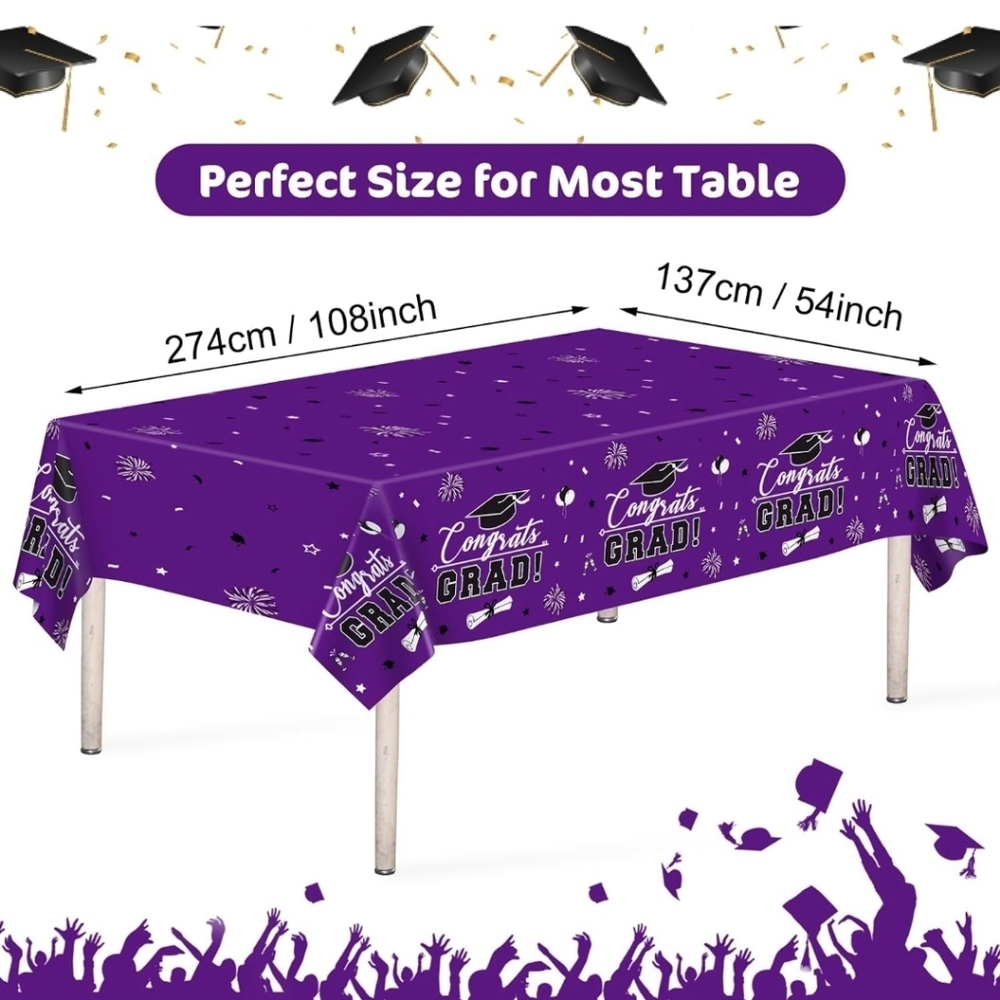 3 Pcs Graduation Tablecloth - Congrats Grad Table Cloth.